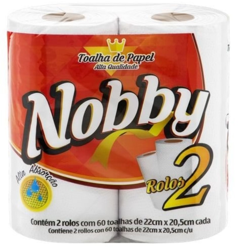 Papel Toalha Folha Dupla NOBBY - Fardo 12 Pacotes - HD Distribuidora